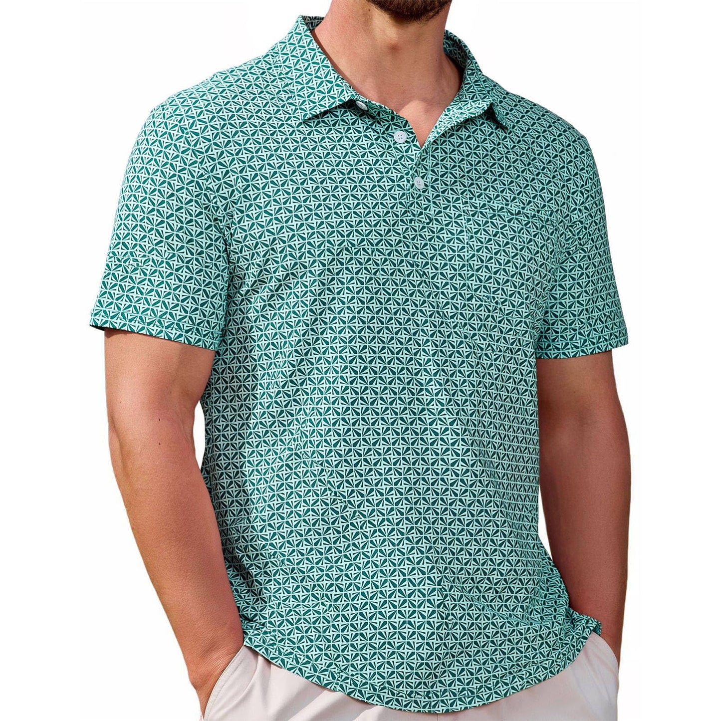 Lexiart Mens Golf Polo Shirt Short Sleeve Slim Fit Quick Dry Printed