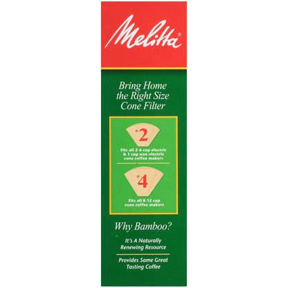 Melitta #2 Cone Coffee Filters, Bamboo, 80 Count