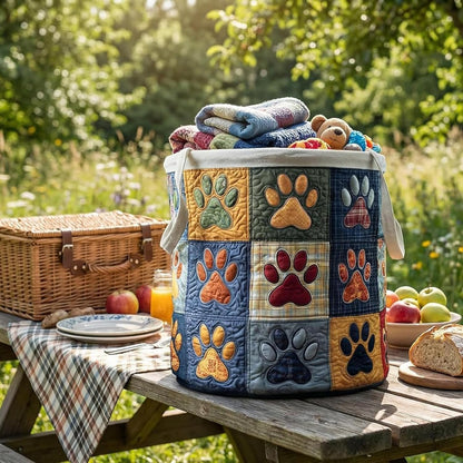 Quilted Laundry Basket With Handles,boho fabric storage basket,multi-functional clothes storage basket，Lightweight and foldable design (Style O, S：14in*18in)