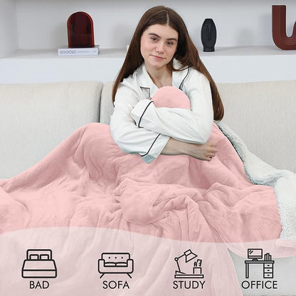 Electric Heated Blanket Twin Size, 62"x84" Electric Throw Blanket with ETL & FCC Certification, Fast Heating Blanket with 5 temperatures & 10 Hours Auto Off, Machine Washable, Candy Pink