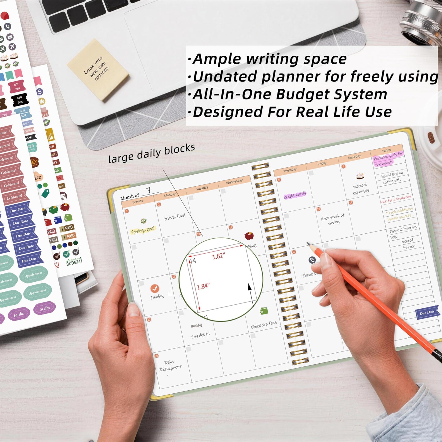 Budget Planner - Monthly Budget Book with Expense Tracker Notebook, Undated Bill Organizer & Finance Planner to Manage Your Money Effectively, Account Planner, For Personal, Small Business, and Household - Green