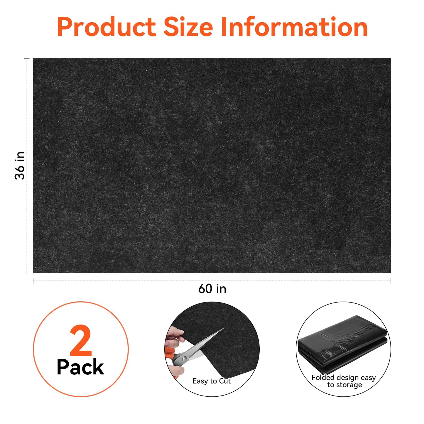COAGOU 2 Pack 36" x 60" 0.12" Thick Oil Spill Mat Garage Rubber Mats for Floor – Black Water & Oil-Absorbent, Non-Slip, Easy to Clean, Reusable & Cut-to-Fit Mat for Oil Pan, Car, Motorcycle, Driveway