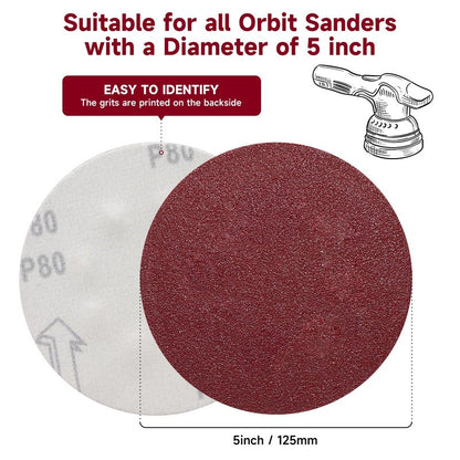 POTUINOM 5 Inch No Hole Sanding Disc 400 Grit,Hook and Loop Sand Paper for Random Orbital Sander 100 PCS