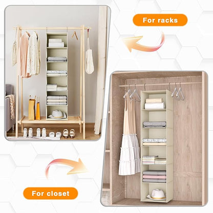 Hanging Closet Organizer, Easy Mount Foldable 6-Shelf Hanging Closet Wardrobe