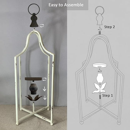 12.5" & 16.5" Timeless Cozy Decorative Lanterns Set of 2, Handcrafted Metal Iron Candle Holders, Farmhouse Elegance Fireplace Mantel Table Festive Gatherings Decor