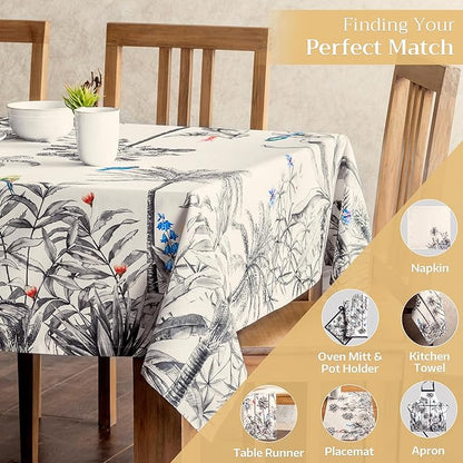 Maison d' Hermine Table Cloth Rectangle Table 100% Cotton 70 x 90 Inches Fall Tablecloth Reusable Everyday Use for Thanksgiving Christmas Decorations Dining Farmhouse Party (Amazonia)