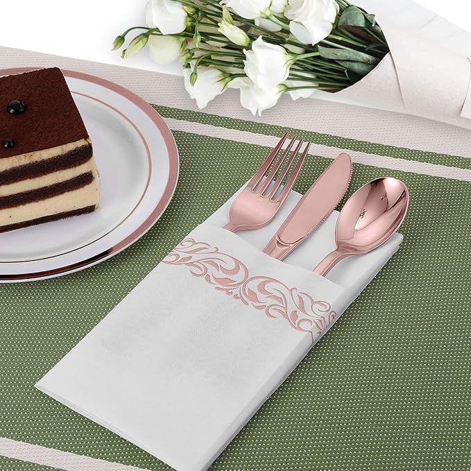FOCUSLINE 200 Linen Feel Disposable Bathroom Napkins, Soft and Absorbent Paper