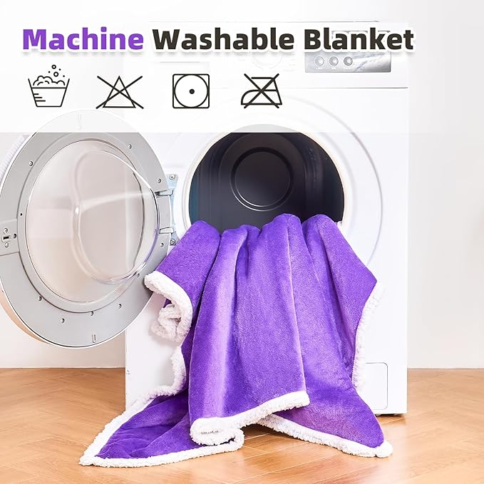 IFNOW Sherpa Wearable Blanket with Sleeves for Women Men Adults, Cozy Wearable Blanket with Arm and Pocket, Warm Full Body TV Wrap Throw Blanket, Soft Robe Blanket as Gifts for Mom Wife, Purple
