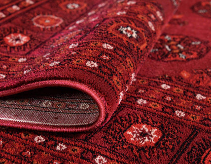 Unique Loom Tekke Collection Over-Dyed Saturated Traditional Torkaman Area Rug, 4 ft x 6 ft, Red/Burgundy