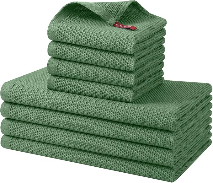 Homaxy 100% Cotton Kitchen Towels and Dishcloths Set