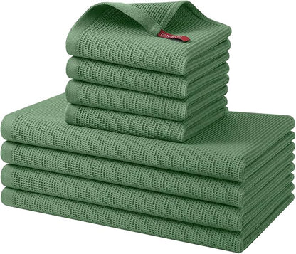 Homaxy 100% Cotton Kitchen Towels and Dishcloths Set