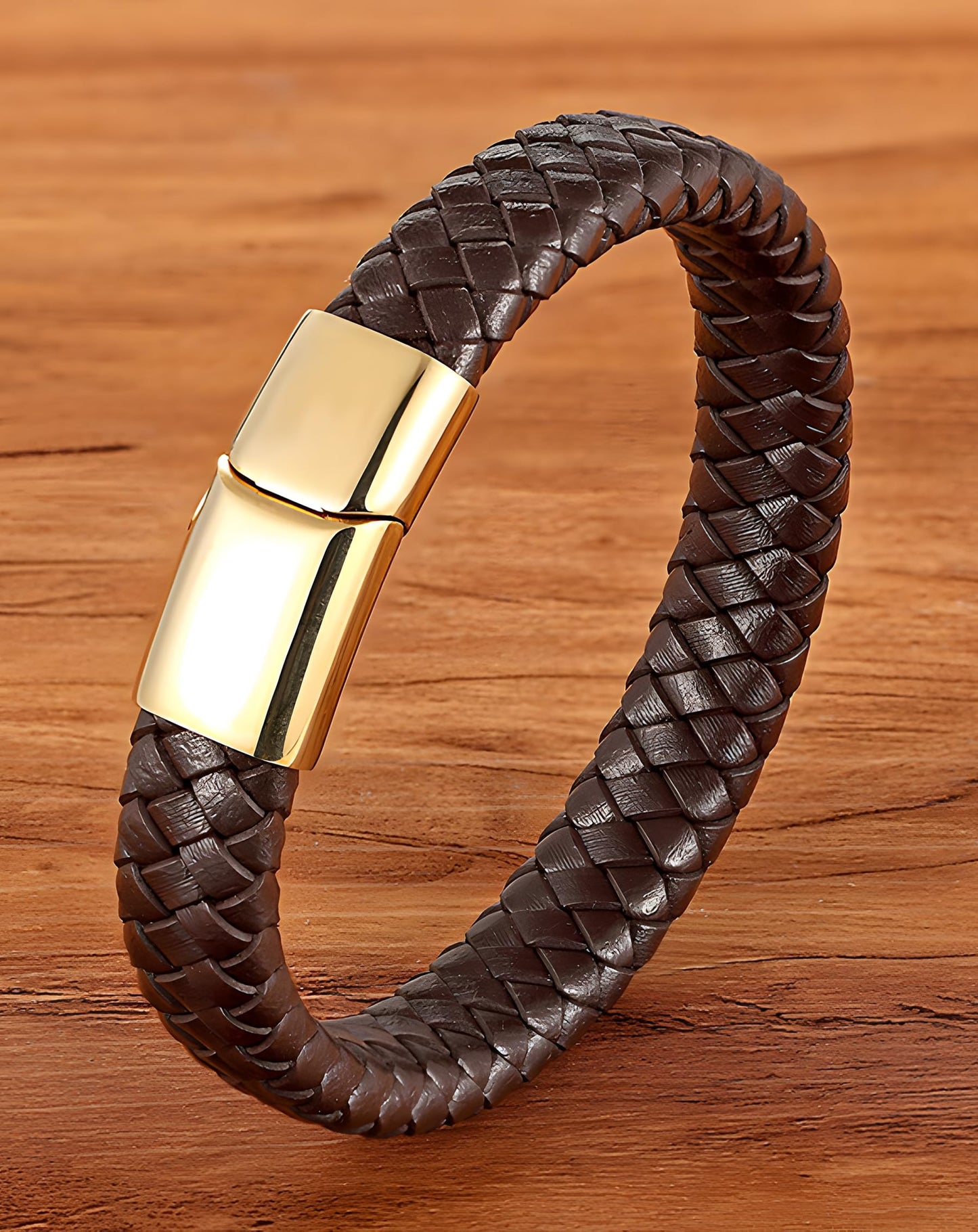 Deerllia Leather Bracelet for Men, Braided Cuff with Stainless Steel Clasp Stacked Multi Style Color Anniversary Father's Day Birthday Christmas Jewelry Gifts for Him, Black Clasp Black Leather