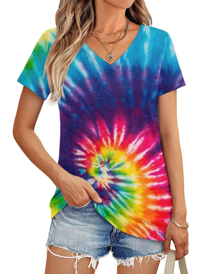 10 Pack Women’s Short Sleeve V-Neck T-Shirts Casual Loose Trendy Summer Soft Dry Fit Breathable Workout Tops (10 Pack-14,X-Large)