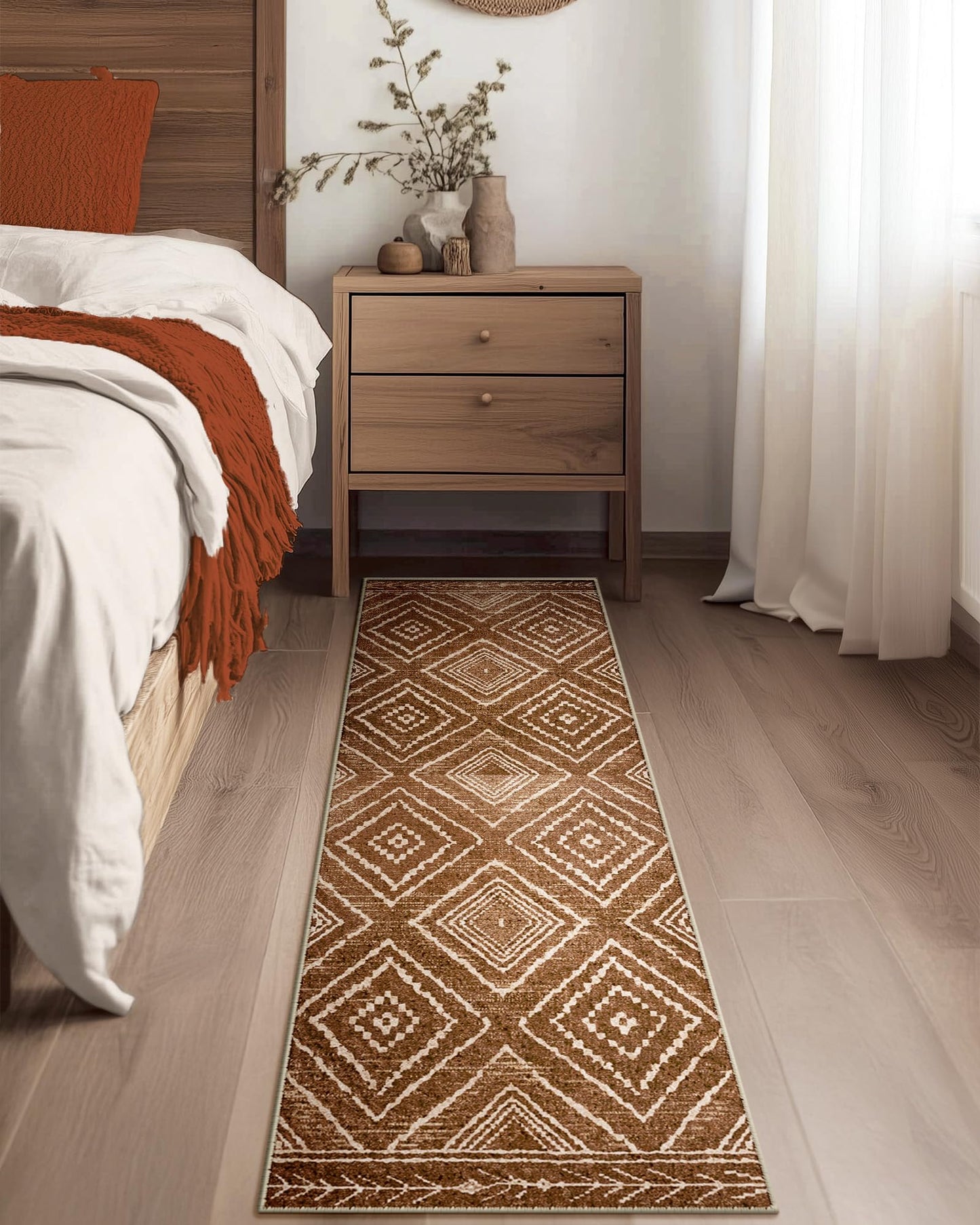 BESTSWEETIE Area Rug 2x6 Rug Machine Washable Non-Slip Low Pile Print Pattern Western Rug for Living Room Bedroom Entryway Tribal Series -Yellowbrown/Cream