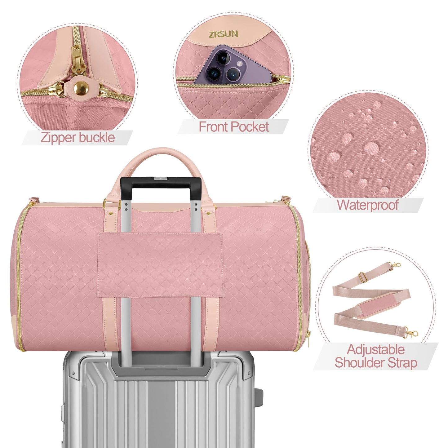 Garment Bag for Travel, Convertible Carry-On Duffel with Shoe Compartment, Waterproof & Wrinkle-Free Suit Carrier for Business Trips & Weekend Getaways, Foldable & Lightweight