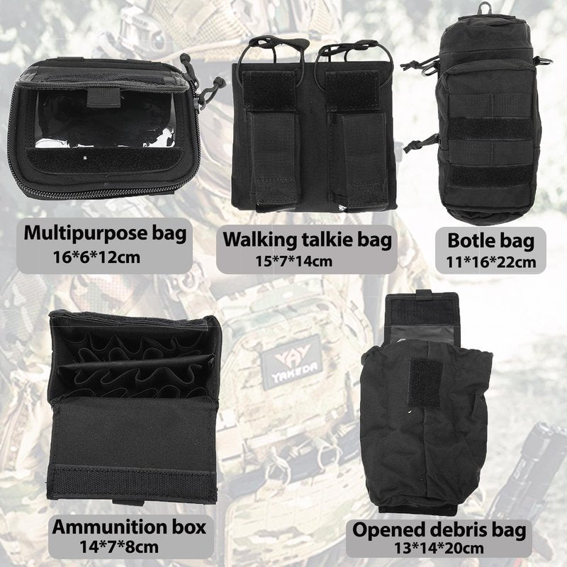 YAKEDA MolleTactical Belt for men-Battle Belt Duty Belt Law Enforcement Utility Belt Police Belt Set 5 PCS (Black)