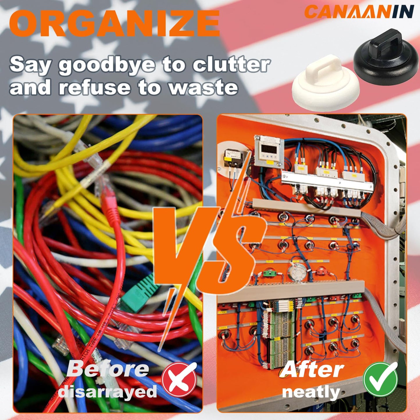 CANAANIN Magnet Zip Tie Mount Clips Magnetic Zip Ties Mount Base Holder Strong Wire Cable Holder Mount Wire Clips Management for Home Office Marine Electrical Wiring (D19 40 Pcs)