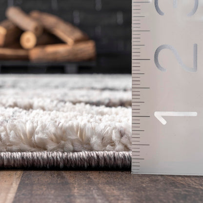 nuLOOM 8x11 Ansley Moroccan Tassel Area Rug, Grey, High-Low Textured Bohemian Design, Plush High Pile, Stain Resistant, For Bedroom, Living Room, Hallway, Entryway