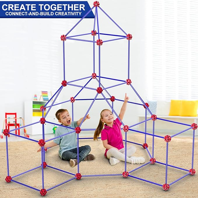 V-Opitos 180 Pack Fort Building Kits for Kids Age 4 5 6 7 8+ Years Old Creative STEM Building Toys for DIY Castles Tunnels Play Tent Ideal Christmas Birthday Gifts for Boys &amp Girls