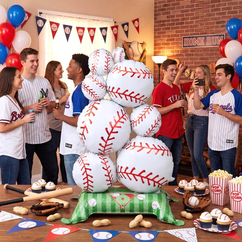 Soulchen 1 Pcs 3.5 ft Giant Self Standing Baseball Foil Balloons for Baseball Birthday Party Decoration Team Celebration Decor Backyard BBQ Sports Themed Party Supplies