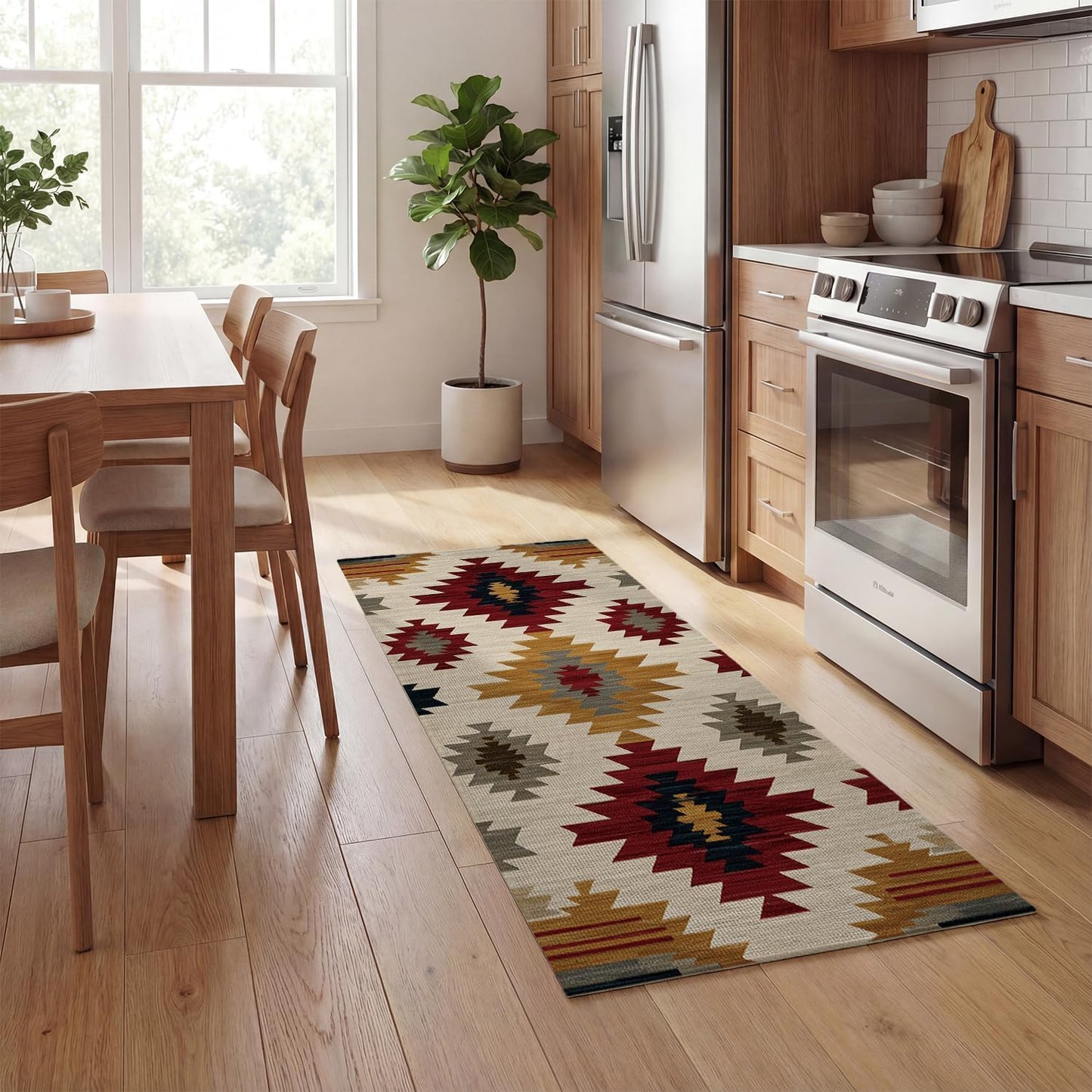 Artoid Mode Non Slip Washable Diamond Pattern Retro Doormat, Home Decor Absorbent Natural Rubber Back Home Decor Door Mat Floor Mat 17x47 Inch