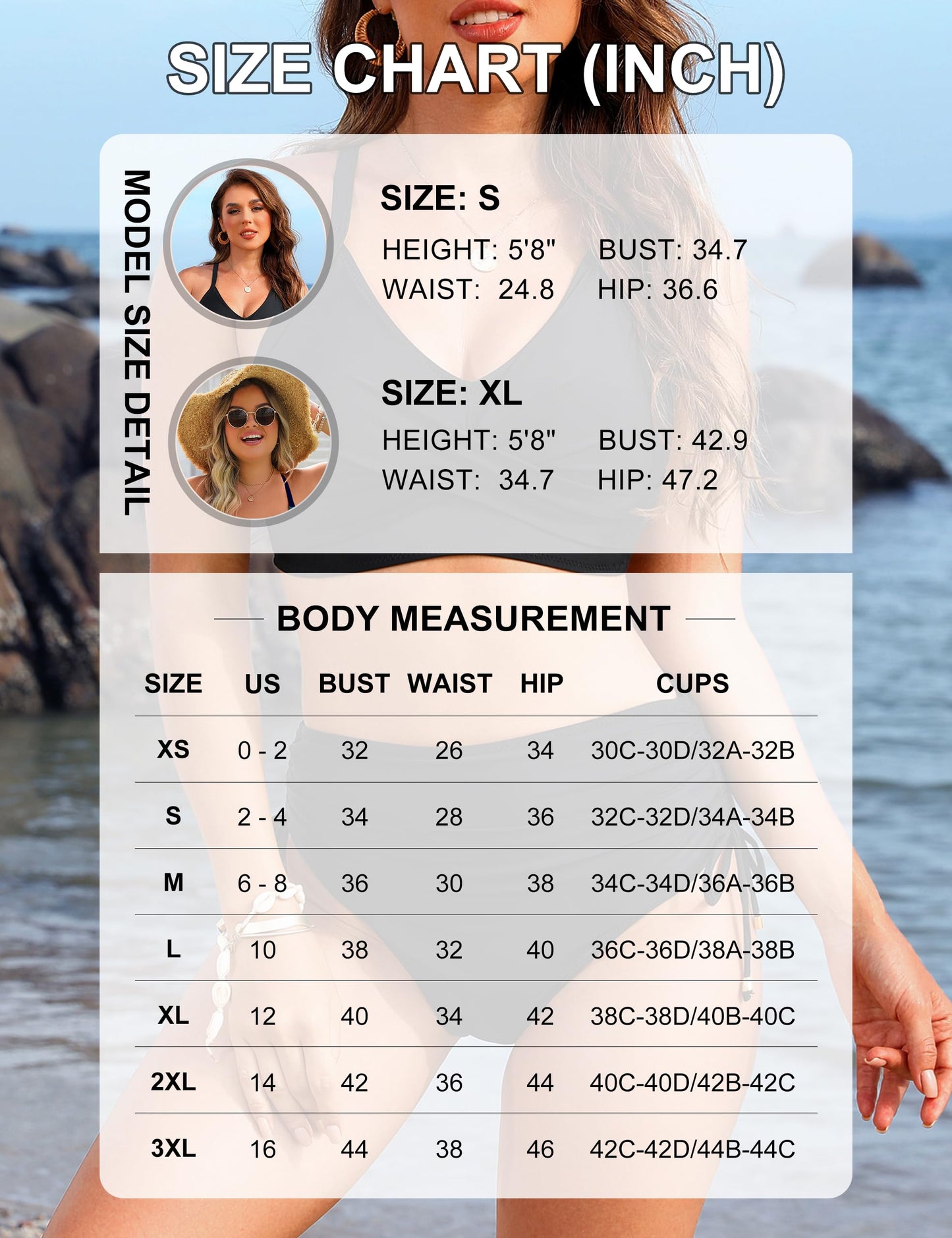 Blooming Jelly Womens High Waisted Bikini Sets Cross Tummy Control Swimsuits Tie Back Swim Suit (Small, Red)