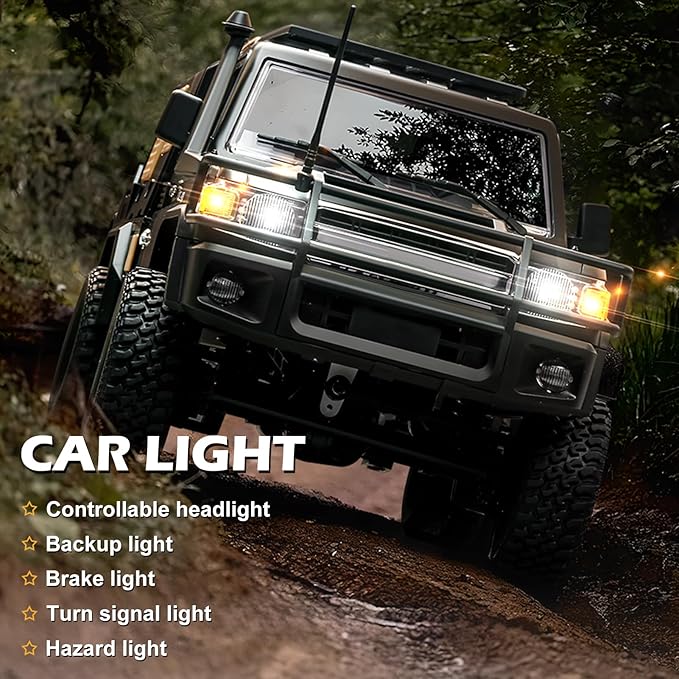 RC Crawler 1/12 Remote Control Car MN-82S 4WD RC Pickup Truck 2.4GHz All Terrain Off Road RTR Climbing Car with LED Lights and 2 Batteries for Adults (Silver)