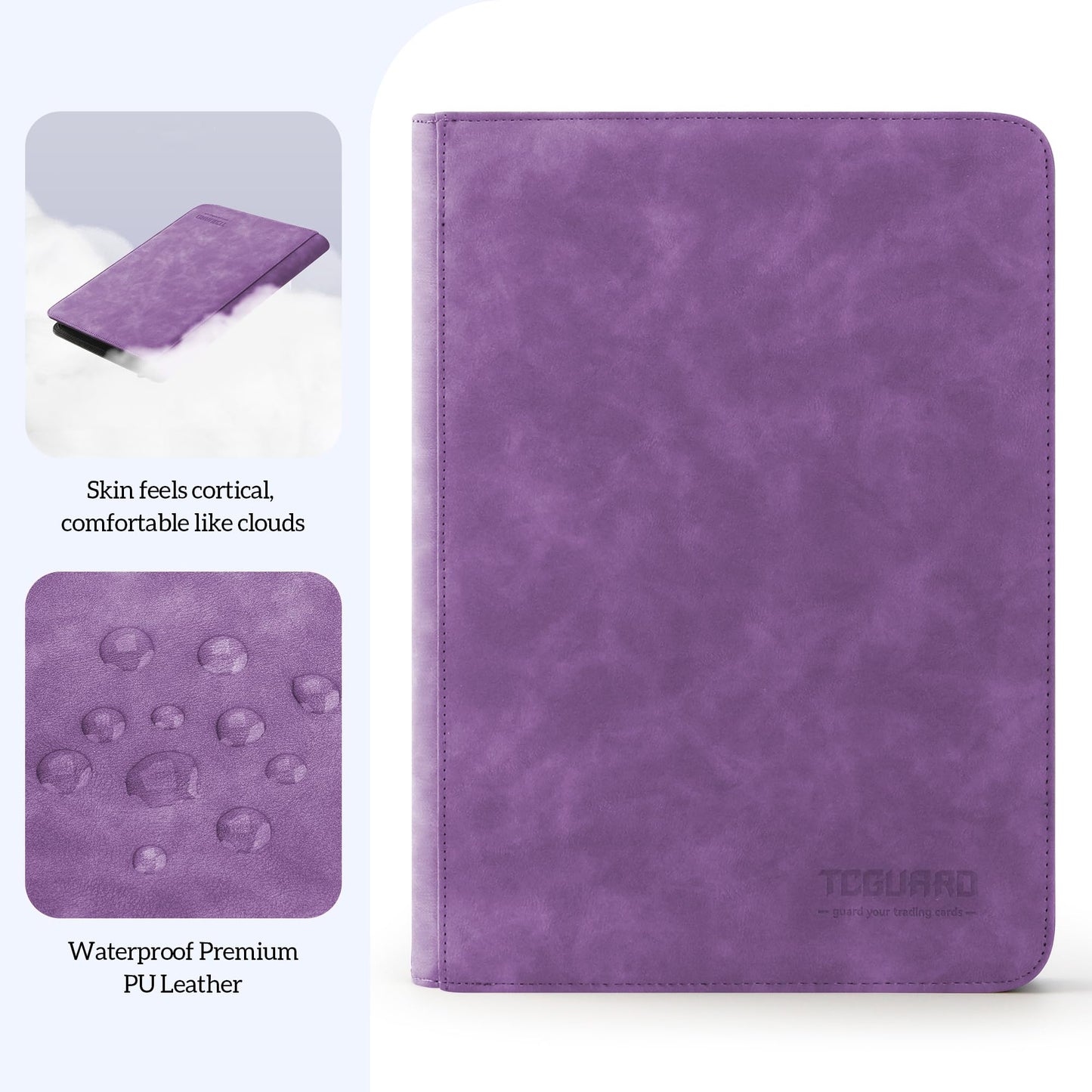 TCGUARD Trading Card Binder, 9 Side Loading Pocket Card Album Hold Up to 540 Cards, Zipper Binder for Cards Collection, TCG Card Holder for Game Card, Sports Card, Yugioh, MTG etc.（Purple）