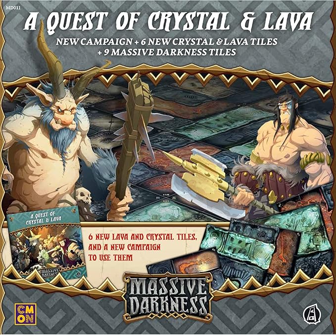 Massive Darkness: A Quest of Crystal &amp Lava Expansion - Embark on an Epic Dungeon-Crawling Adventure! Strategy Game for Kids and Adults Ages 14+ 1-6 Players 90 Minute Playtime Made by CMON