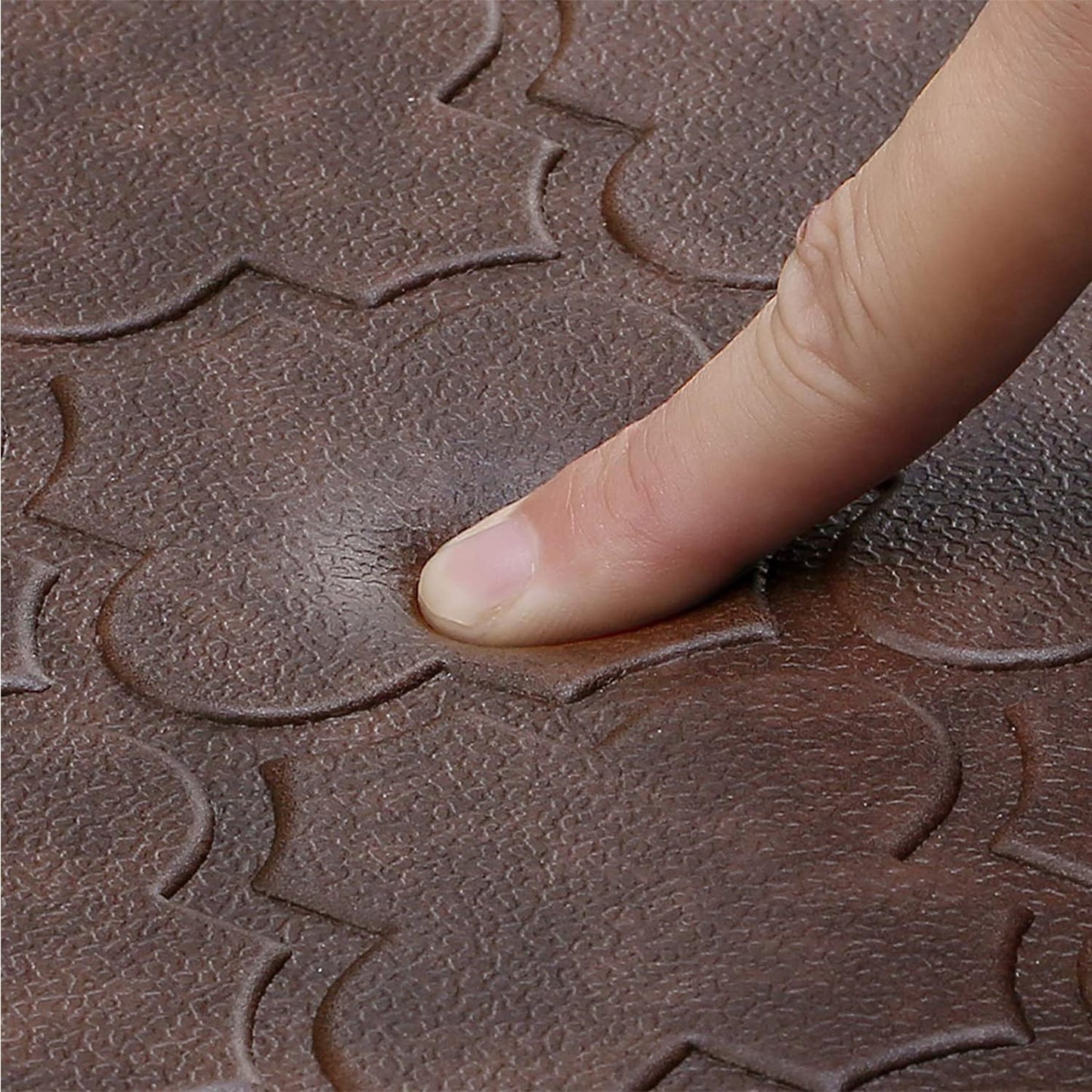 WISELIFE Kitchen Mat Cushioned Anti Fatigue Floor Mat,17.3"x39",Thick Non Slip Water Resistant Kitchen Rugs and Mats,Heavy Duty PVC Foam Standing Mat for Kitchen,Floor,Home,Desk,Sink,Laundry,Brown