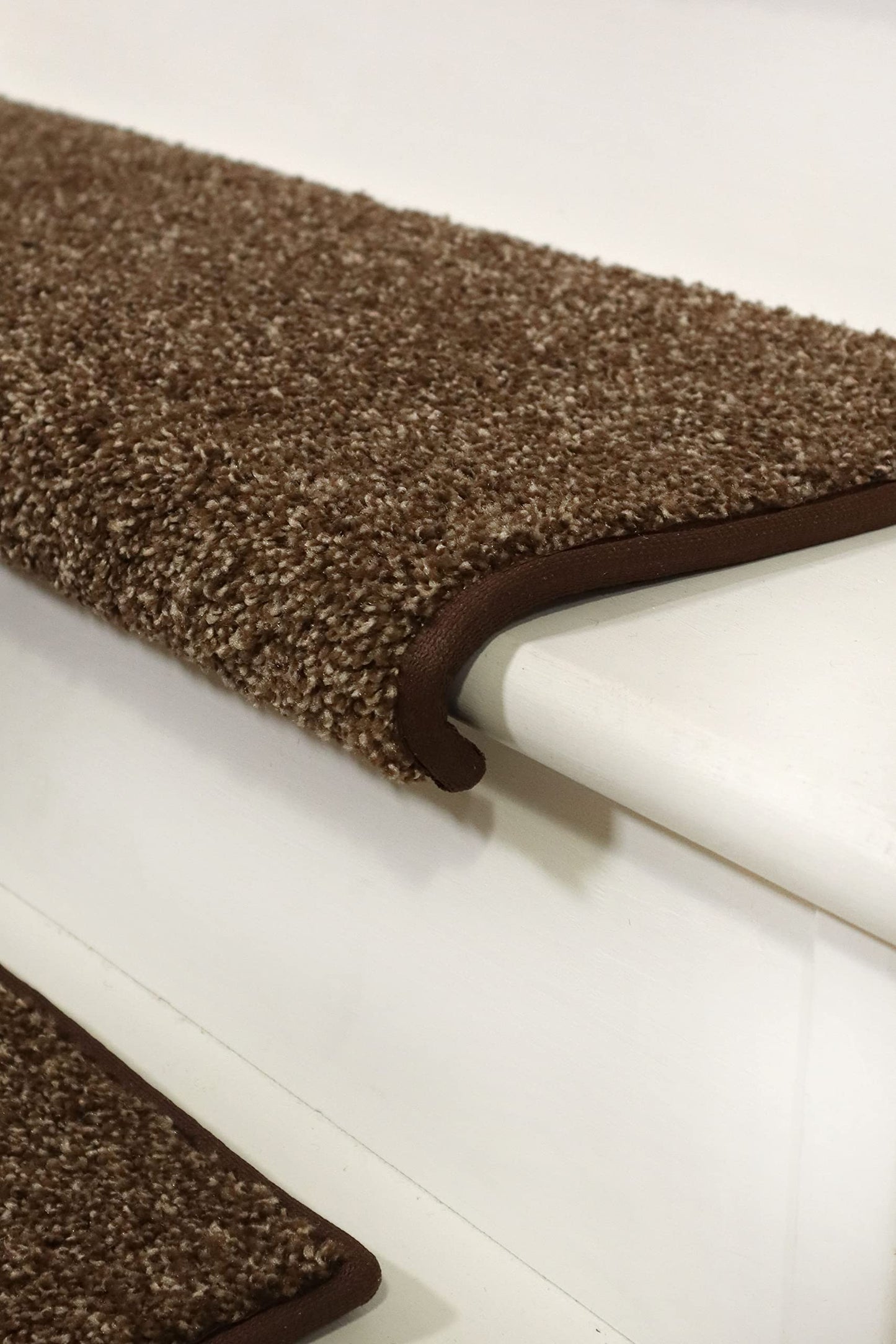 Oak Valley Designs™ Rounded Bullnose Carpet Stair Treads - Anti Slip Indoor Stair Mats for Wooden Stairs, Style: Stoney Brook, Black Walnut 27" W X 9.75" D (Set of 14)