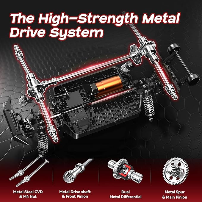 RC Cars 1/14 Brushless RC Car for Adults&ampBoys Full Roll-Cage Frame 4WD Fast Max 42mph Remote Control RC Trucks for adults with Two 2S LiPo Batteries and Two sets of tires Compatible with 3S Li