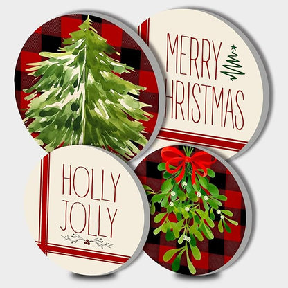 Christmas Decor Electric Stove Burner Covers，4 Pcs Xmas Decor Round Stove Burner Covers，8 Inches and 10 Inches，Gas Stove Burner Cover,Metal Cooktop Christmas Tree Decorative，Home Decor,Kitchen Decor