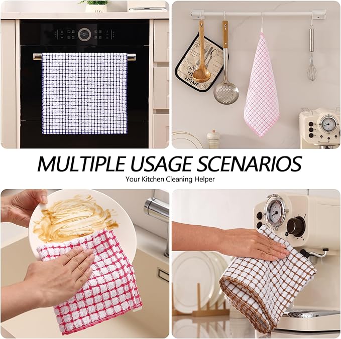 Homaxy Kitchen Towels and Dishcloths Set, 16 x 25 and 12 x 12 Inches, Super
