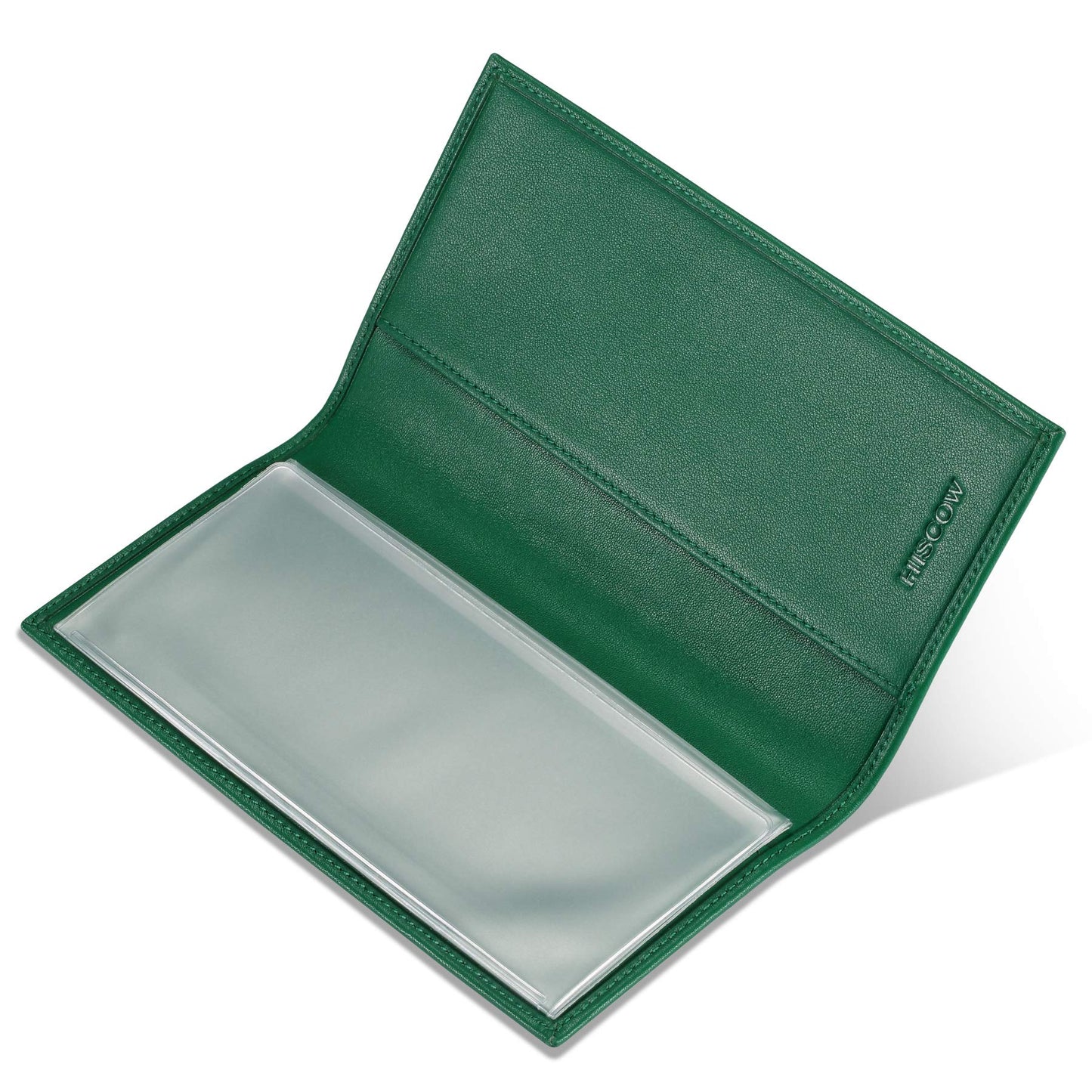 HISCOW Minimalist Checkbook Cover - Full Grain Leather (Premium Green)