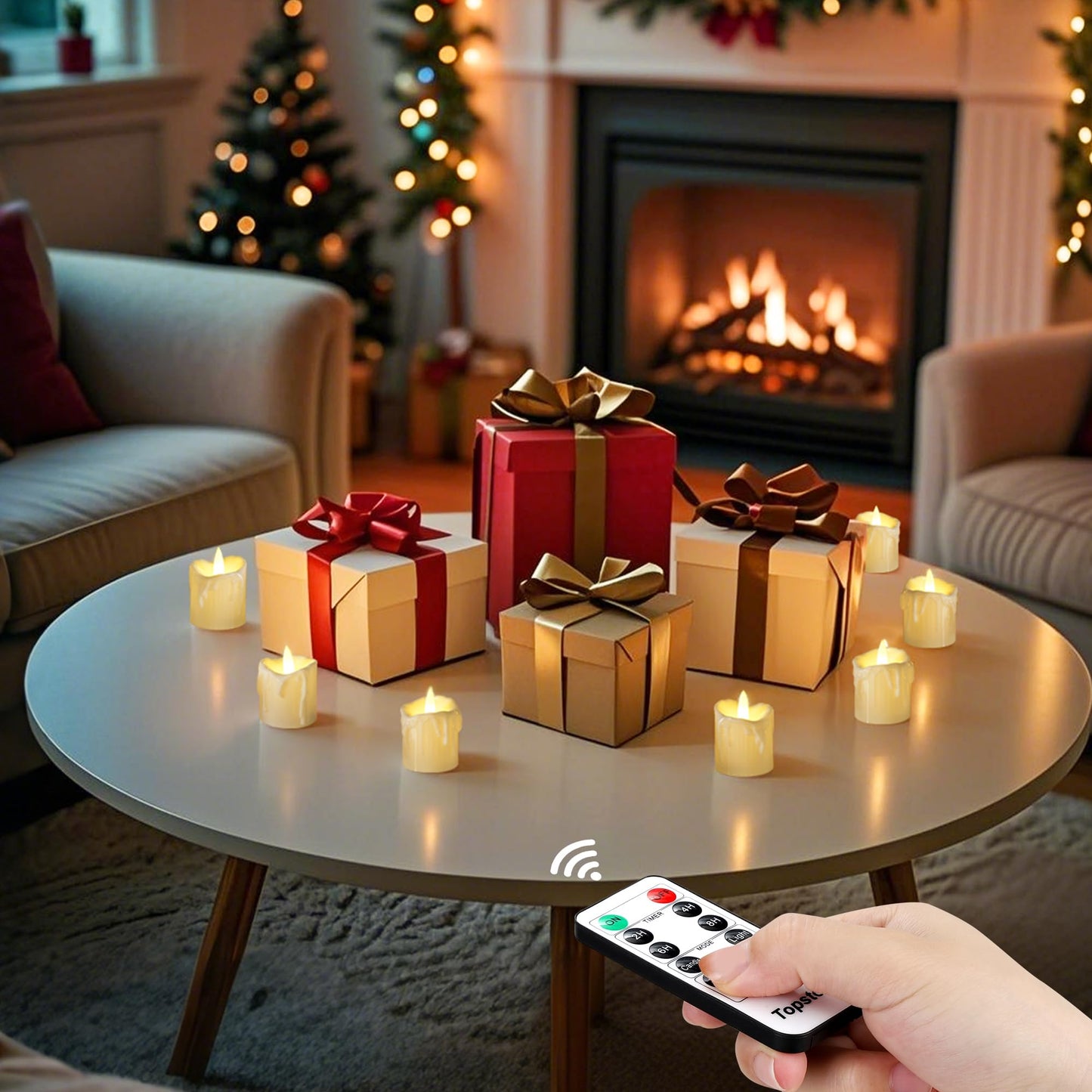 Topstone Flameless Candles with Remote Control，Battery Operated LED Candles with Timer & Dimmable Function, Realistic Wax Dripping Design, Perfect for Home Decor, Wedding, Christmas Decorations (24)