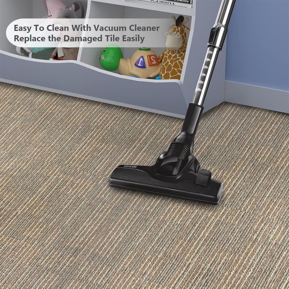 Carpet Tiles 24"x 24" Squares Carpet Reusable,18 Tiles, Non Slip Easy DIY Installation Seamless Floor Tiles Rug for Bedroom Living Room Office etc