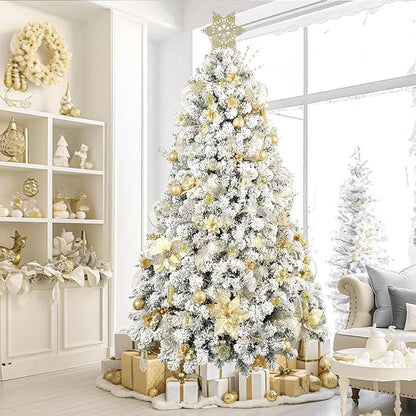 SHareconn 86PCS Christmas Balls Ornaments Set,Shatterproof Plastic Clear Decorative Baubles for Xmas Tree Decor Holiday Wedding Party Decoration, Glod