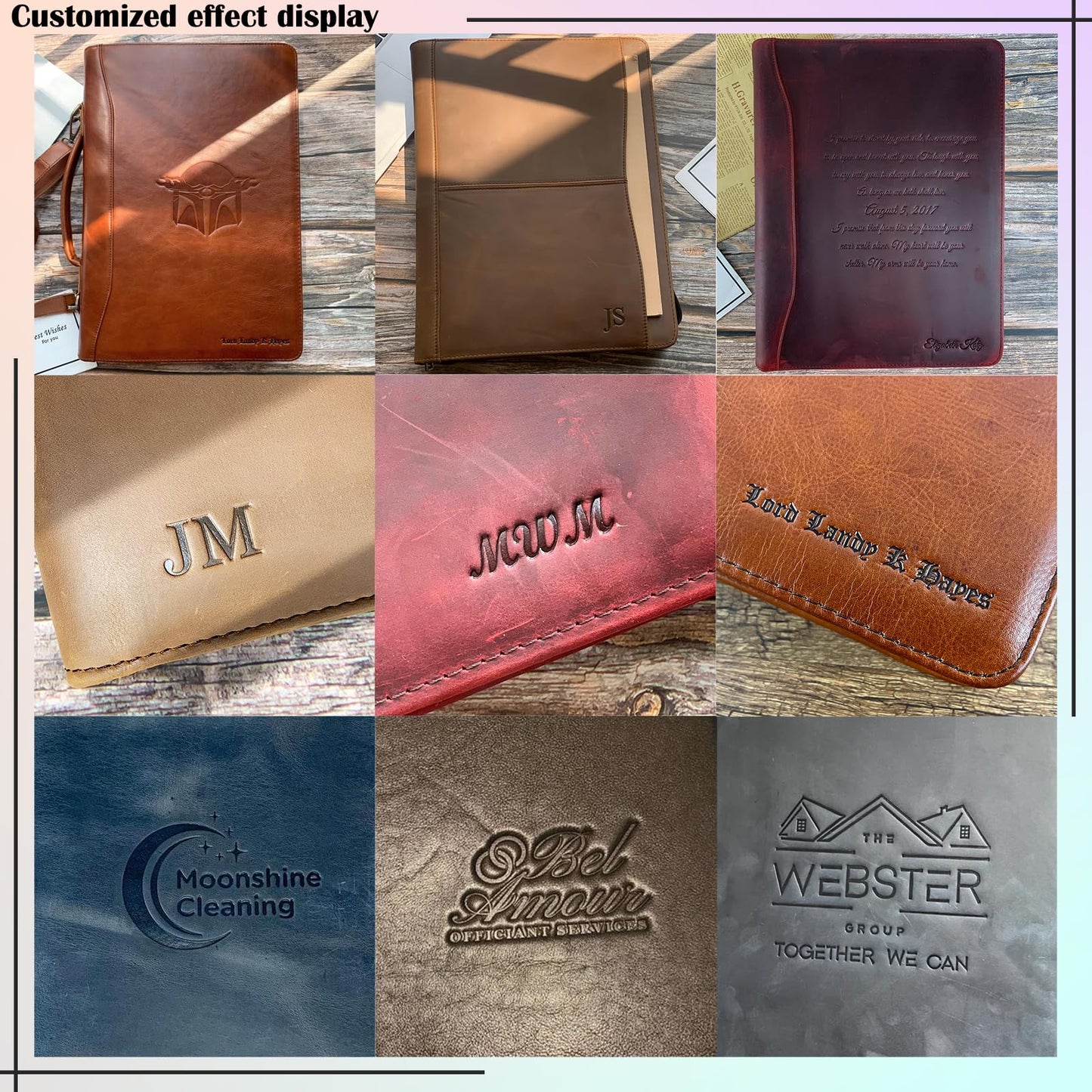 GZRHKJ Oil Wax Leather Portfolio, Padfolio Organizer with Handle, Personalized Padfolio，Padfolio With Zipper for Men Women，Suitable for 15-inch Laptop Legal Pad Padfolio, Brown