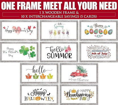 Farmhouse Wall Decor Sign Christmas Decoration Indoor Christmas Wall Decor With 10 Interchangeable Holiday Sayings Merry Xmas Sign for Xmas Thanksgiving Rustic Home Decors Living Room Bedroom 9x17