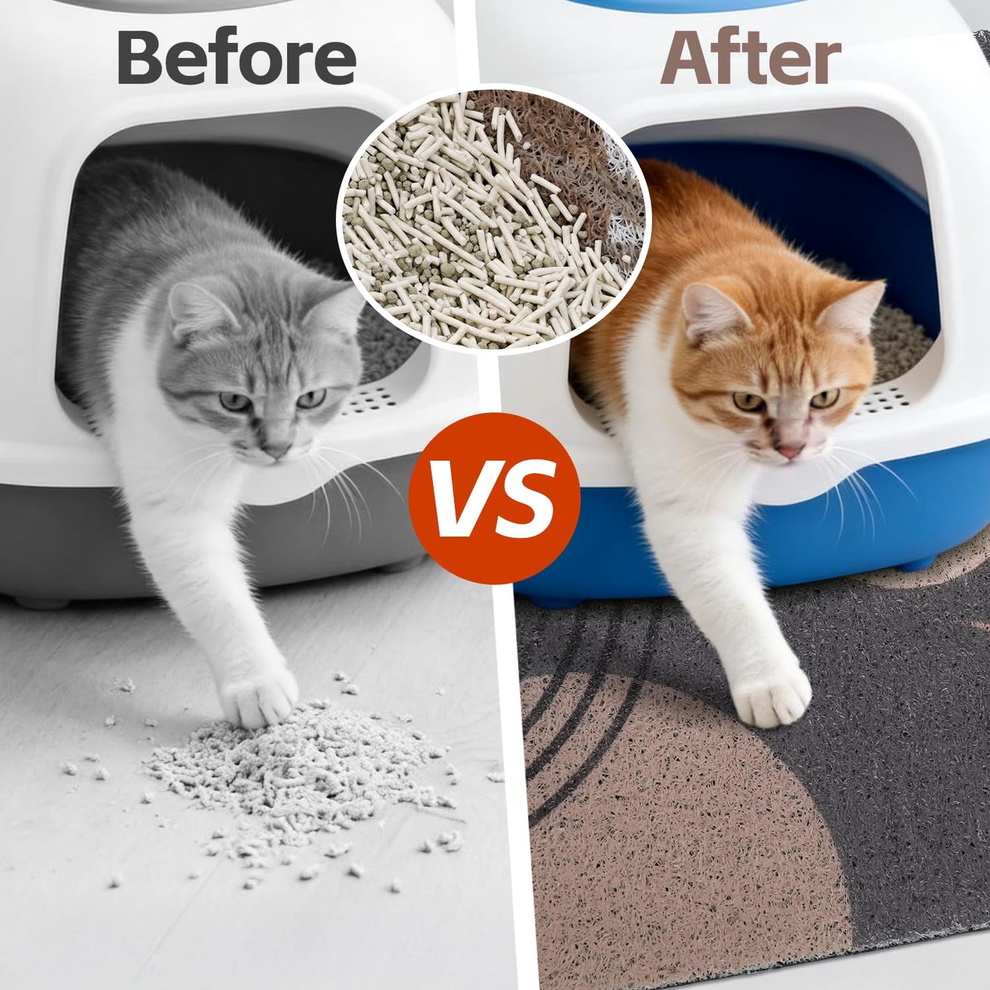 Cat Litter Mat Litter Trapping Mat, 24"x15" Waterproof Urine Proof Litter Box Mat Catcher Mat Non-Slip Washable for Kitty Kitten, Black