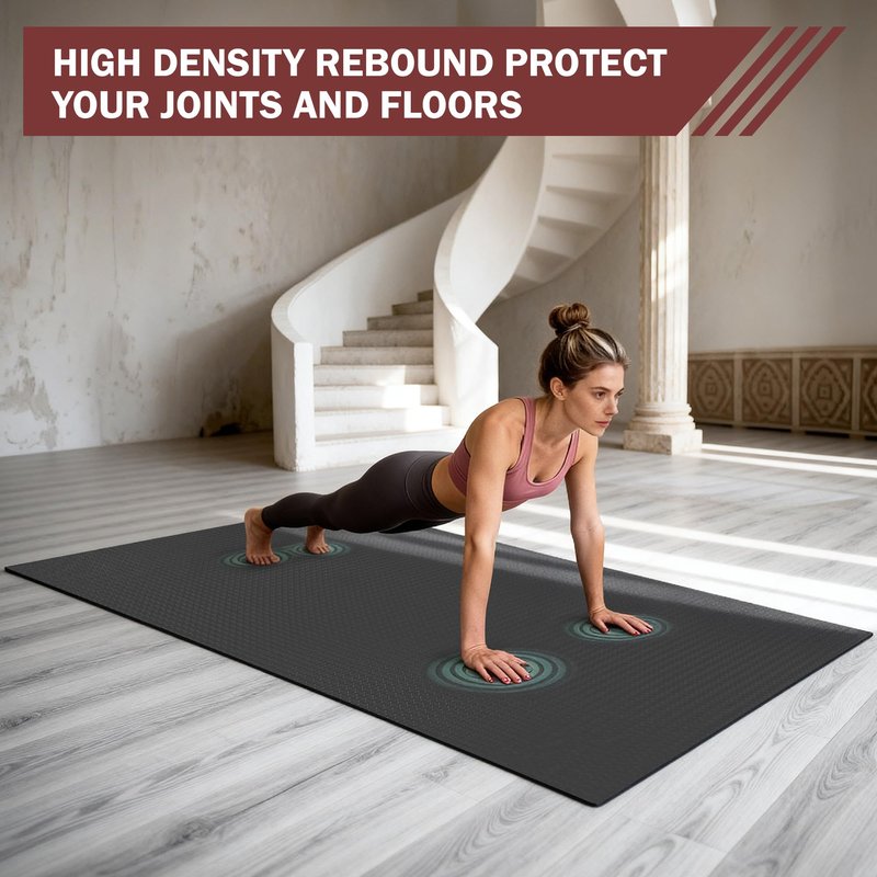 Stepwaver Extra Large Exercise Mat, 8'x5' (6mm) Thick Workout Mat for Home Gym & Garage Flooring, Shoe-Friendly, Non-Slip, Ultra Durable, Thick Large Workout Mats for Home Workouts