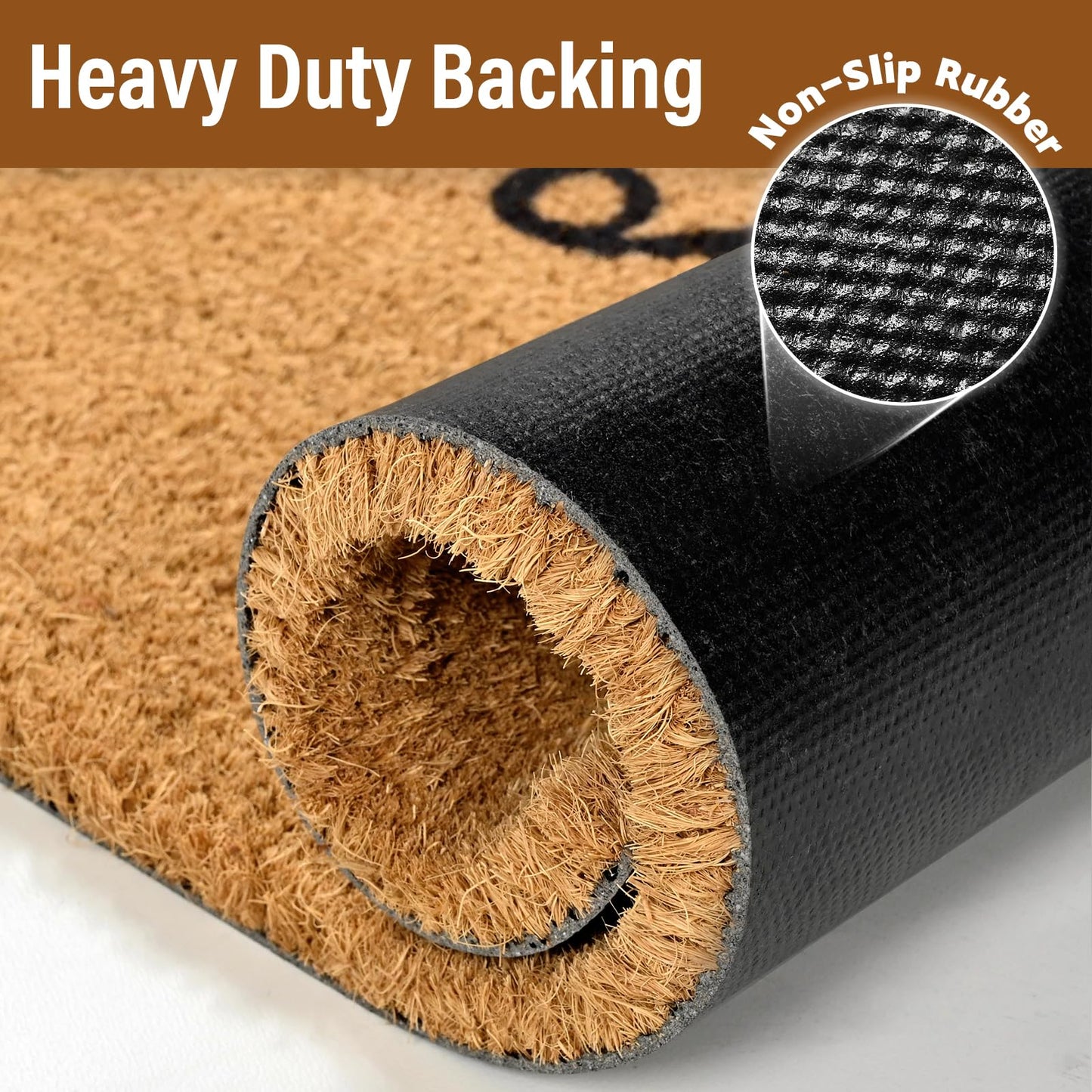 Kelarea Front Door Mat Natural Coco Coir Doormat with Heavy Duty Backing, 17" x 30" Welcome Entry Mats, Non-Slip Easy to Clean for Indoor Outdoor Entrance Porch