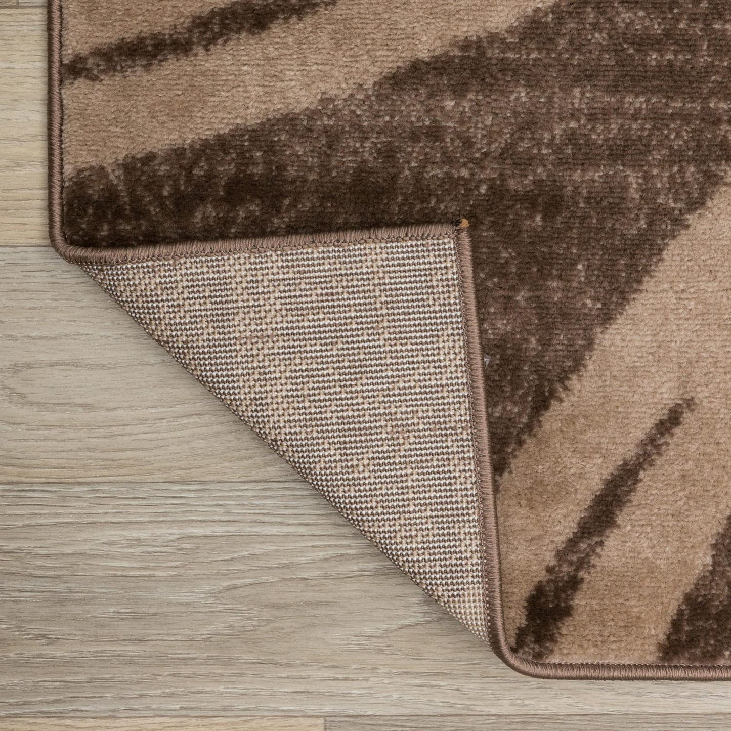 Rugshop Modern Wavy Circles Design Area Rug, Carpet with Jute Backing for Bedroom, Office, or Entryway, Brown, 4' x 6'