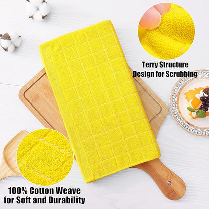 Homaxy 100% Cotton Terry Kitchen Dish Cloths, Ultra Soft and Absorbent Dish