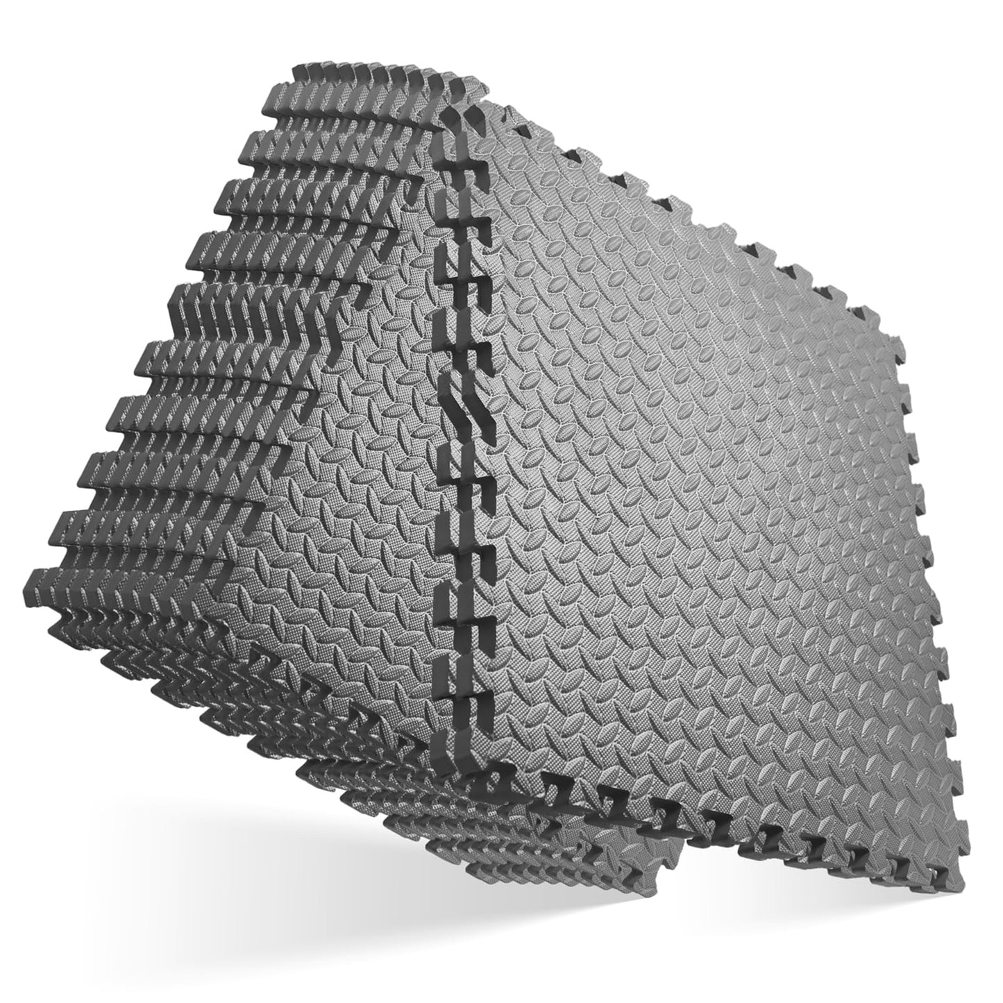 GWT Interlocking EVA Foam Floor Tiles 24x24 Inch 0.4 Inch Thick Gym Flooring for Home Gyms Garages and Basements, 12 Pack Covers 48 Square Feet, Shock-Absorbing Easy Snap-Together Install