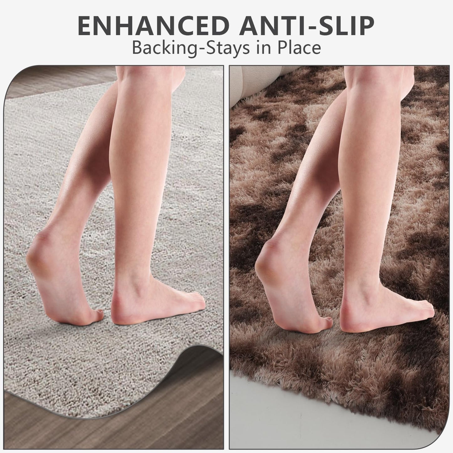 Shag Area Rugs for Bedroom Living Room,4X6 Ultra Soft Fluffy Area Rugs for Dorm,Indoor Carpet Plush Rugs for Living Room Home Decor, Mottling Brown