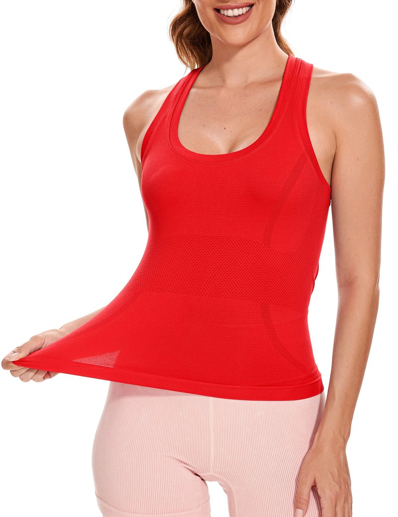 MathCat Workout Tank Tops for Women Sleeveless Gym Tops Seamless Racerback Athletic Yoga Shirts Red