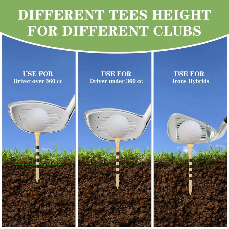 Seticek Natrual Wooden 2-3/4" Golf Tees 100 Pack,Biodegradable Bamboo Golf Tees,More Sturdy and Stable,Natural Color