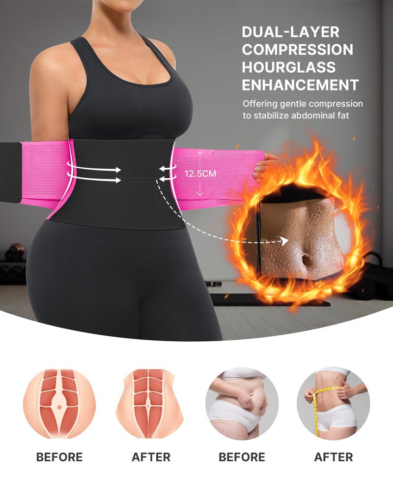 SHAPELLX Waist Trainers for Women Belly Fat Plus Size Waist Cincher Corset Shapewear Fajas Colombianas Moldeadoras Rose Red